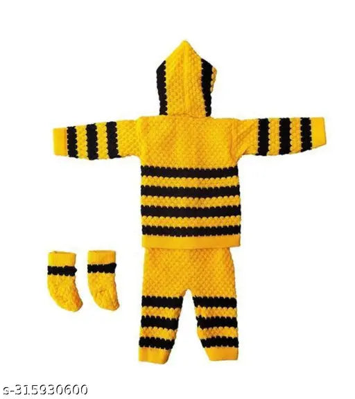 Striped wool kids winter wear, warm clothing for 0-12 months, Indian self-design