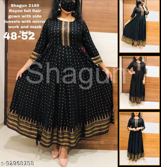 Rayon Aurelisa printed kurti, three-quarter sleeves, Indian women's full length fashion