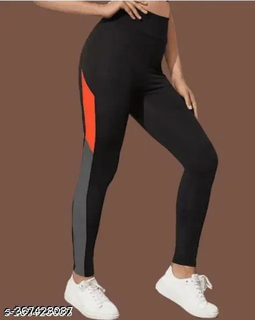 Stretchable striped cotton blend yoga gym track pants for women and girls, size 28-34 inches - perfect for workouts and comfort