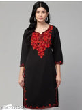 Woolen three-quarter sleeve kurti, solid design. Perfect for winter, made in India. M (40in bust, 52in length), L (42in bust, 52in length), XL (44in bust, 52in length)