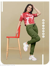 Mehandi green cargo pants, polycotton, multiple pockets, relaxed-fit, elastic waistband, suitable for all seasons