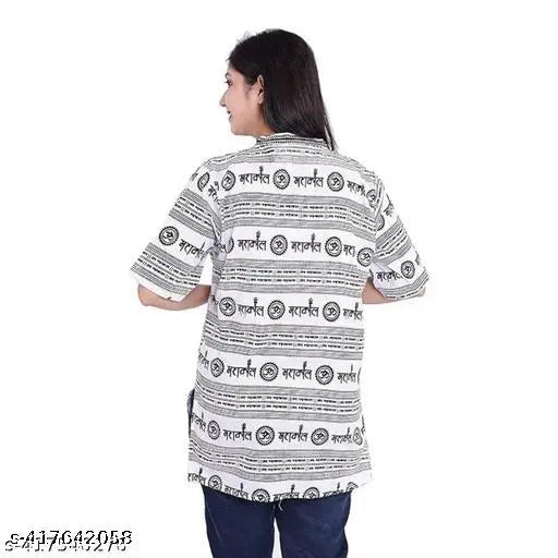 Oversized Mahakaal printed black and white cotton t-shirt for men, featuring checkered design in India