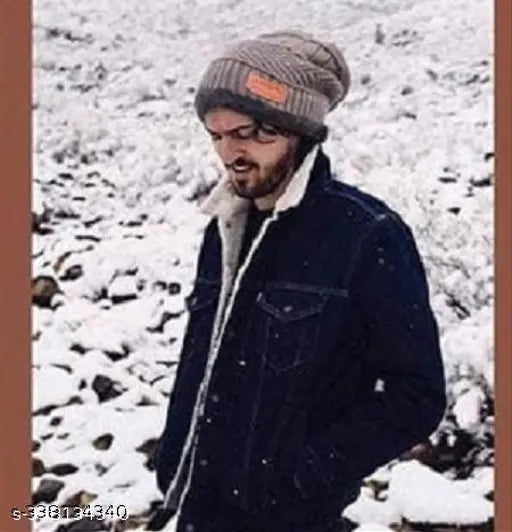 Arctic fur unisex beanie, warm winter cap from Hriday Woolen, Made in India