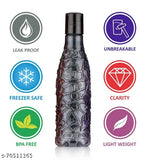Multicolor Zigzag-shaped plastic water bottles, 1000ml each in a pack of 6 for fridge storage, vibrant design on display