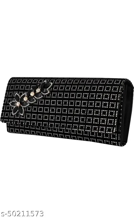 Velvet women's clutch, handcrafted synthetic leather, spacious & elegant design - Made in India