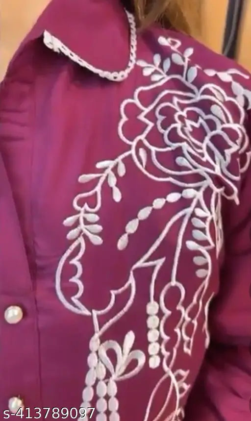 Rayon embroidered kurta pant set, three-quarter sleeves, Indian craftsmanship