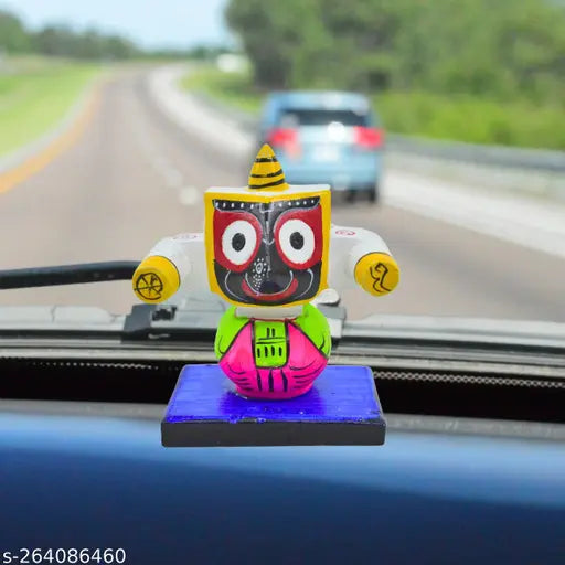 Ceramic Swami Jagannath Murti for home/car dashboard, Indian god idol, 7cm x 8cm x 5cm size