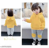 Cotton blend kids winter set, solid colors for 2-8 years, warm clothing on snowy day