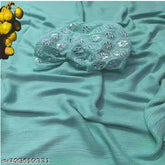 Georgette silk saree with embellished work, free size, India-made