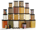 Unbreakable square plastic storage jars, 350ml, BPA-free & stackable for dry foods like grains or rice