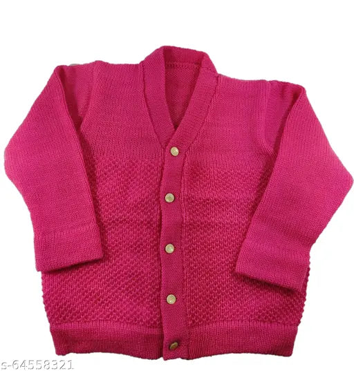 Dark pink acrylic baby sweater (ages 2-3 years), warm and cozy woolen knit for both boys and girls