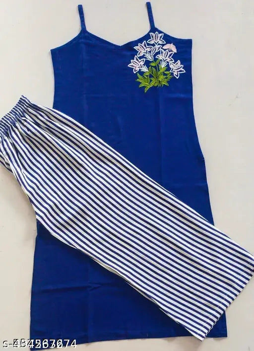 Stylish Rayon embroidered kurta and palazzo set, vibrant summer fashion on display