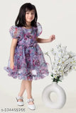 Printed nylon baby frock, short sleeves, vibrant design for 6-12 months, India origin