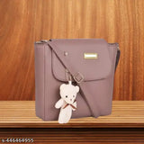 Peach PU Cross Body Sling Bag for Women/Girls, 2 compartments with outer zipper pocket and double handle, size 28cm*24cm*5cm, ideal for parties or everyday use