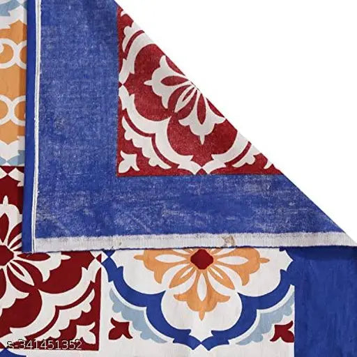 Mosaic printed, multicolor 100% cotton flat sheets for summer - ideal for adults. Set includes 2 pillow covers. Ethnic motifs design. Made in India