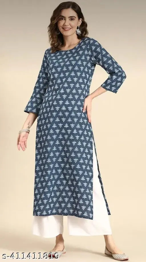 Grey rayon katha print kurta set with palazzos, perfect for Indian fashion, available in S-XXXL sizes