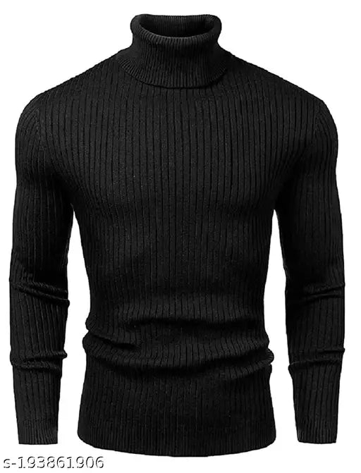 High-quality, stretchable turtleneck cotton blend sweater for men, machine washable