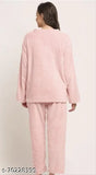 Women's wool winter pajamas with long sleeves and printed net, very fine fur detail, available in M, L, XL sizes