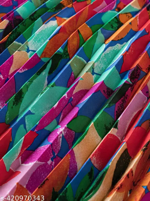 Floral Print Crepe Elastic Waist Pleat Skirt, spring-summer fashion in multiple sizes