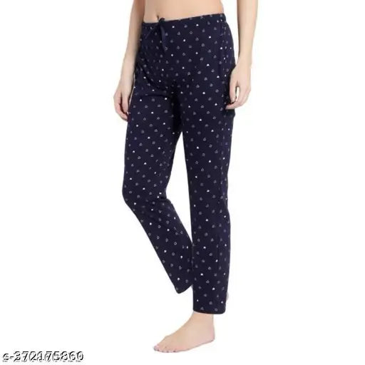 Blue cotton blend women's maxi length regular fit lower pyjama, soft, breathable, comfortable, and stylish
