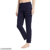 Blue cotton blend maxi length women's regular fit lower pyjama - comfortable and stylish sleepwear for nighttime wear