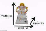 Marble Dust White Ganesha Idol, Decorative Statue, Handcrafted by Jaipur Kaarigars