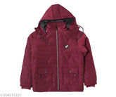 Nylon Indian Fort winter jacket for Boys, solid pattern, zip closure, premium quality material