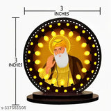 High-quality wooden, matte finish Giftlab Guru Nanak Dev Ji Idol for car dashboard, ideal for gifting and interior decor, measures 3"x3.2" idol and 3"x9" hanging, made in India product