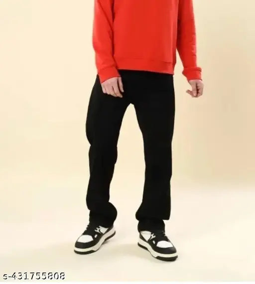 Polycotton straight fit ankle-length boys denim jeans, solid pattern, vintage style for men's wardrobe