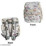 White polyester diaper bag with unicorn print, multi-functional for travel, mommy backpack, shopping tote, laptop backpack, insulated bottle pocket, wet & dry separation