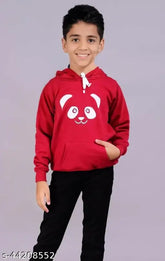 Maroon wool boys sweatshirts & hoodies self-design pack of 1, long sleeves, sizes from 3-4 to 9-10 years old, made in India