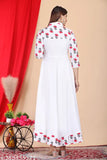 Elegant Viscose Rayon printed anarkali kurti, three-quarter sleeves, single size S (36in bust), casual wear gown for women, India origin
