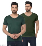 Men's pure cotton V-neck half sleeve t-shirt, solid design, available in S-XXXL from India