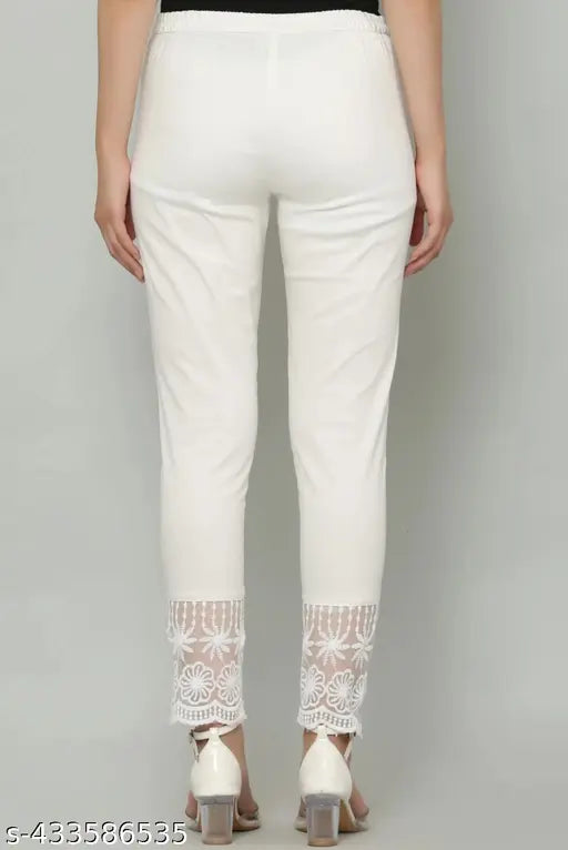Regular fit cotton trousers - solid, versatile, Indian-made for women's wardrobe