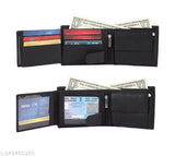 Classy leather RFID textured men's wallet, genuine leather design, 2 compartments, elevate sophistication and security