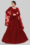 Embroidered net lehenga-choli set with dupatta, semi-stitched (44m waist, 42m length, 2.3m dupatta), Indian-origin fashion