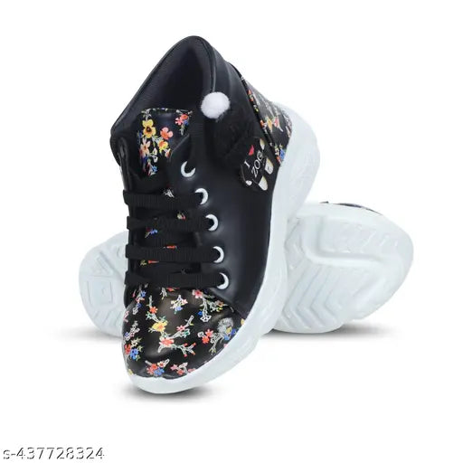 Mukanda Kids canvas casual shoe, printed net design for girls, size N from India