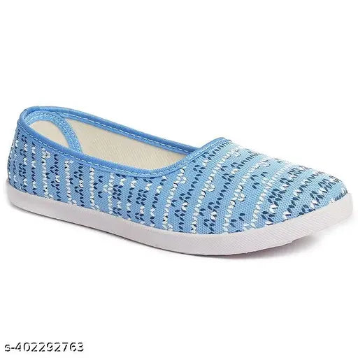 Sky Blue synthetic slip-on ballerinas for women, lightweight and non-slippery belly flats on display