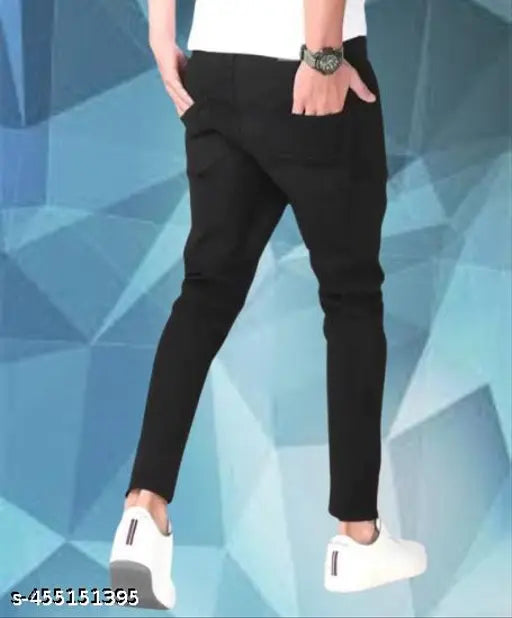 Black denim knee-cut jeans from Rusticblooms, stylish and comfortable fit