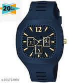 Rubber square dial multi-functional men's watch with silicon strap, features LED lights, alarm, water resistant, and stopwatch. Stylish gift for all occasions." (109 characters)