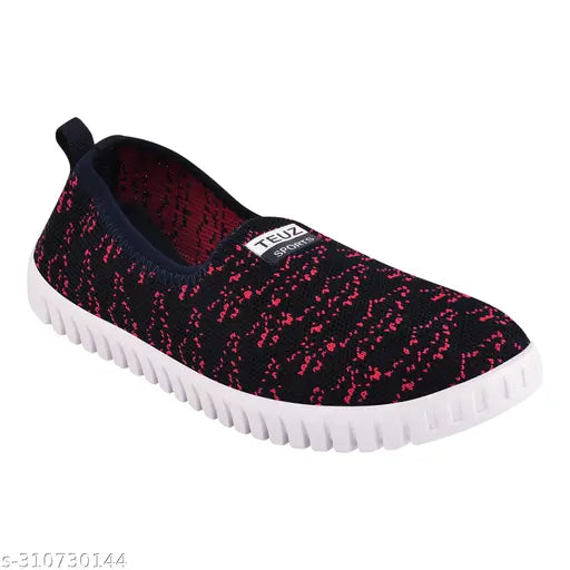 Blue and red nubuck printed slip-on LISA shoes with cozyfeet for women, fashionable and stylish double color bellies