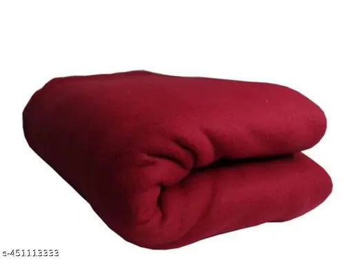 Maroon fleece travel blanket by Daksh, solid pattern, free size (86x55 inches), Indian-made