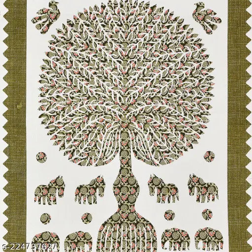 Cotton Queen-Size Double Bedsheet with Pillow Cover, botanical pattern, TC 144, brown color