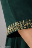 Green Viscose Rayon three-quarter sleeve embroidered kurti, FD GREEN, Indian origin