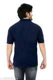Matty fabric polycotton men's polo collar t-shirt set, pack of 3 in solid patterns - India origin