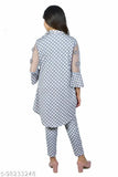 Cotton blend western maxi 3-pc printed dress, solid/plain 3/4 sleeve jumpsuit set, ideal for birthdays, functions, ethnic wear