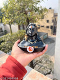 Black resin Adi Shankara Adiyogi Shiva statue for car dashboard and home decor, 9cm x 9cm x 7cm
