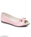 Pink synthetic bellies for women - stylish ballet flats for beachwear (size IND-3, IND-4), Moonwalk brand