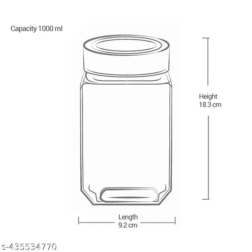 Transparent glass airtight pickle jars, stylish pack of 6 for kitchen storage