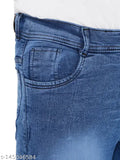 Light blue denim solid slim men's jeans from Matelco, ideal for everyday wear